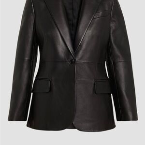 Theory Black Lynnia Lambskin Leather Blazer